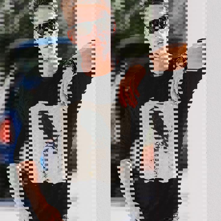 河鍋暁斎のカラス 浮世絵 日本画 日本文化 烏 長袖Tシャツ 彼への贈り物