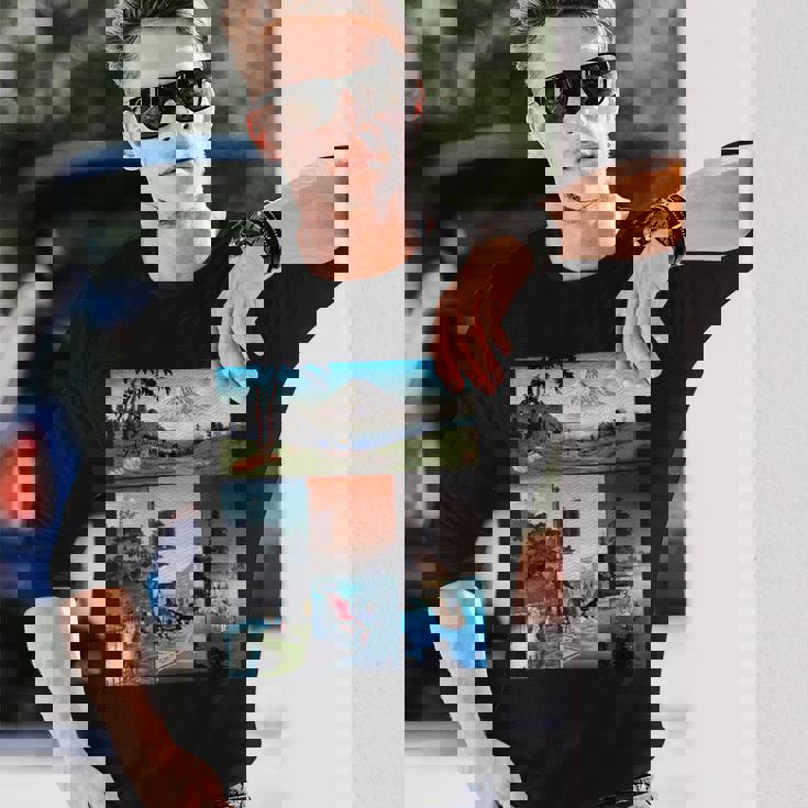 浮世絵 富士山 日本画 版画 名作 アート 絵画 メンズ レディース 面白い 服 美術 おもしろ 長袖Tシャツ 彼への贈り物