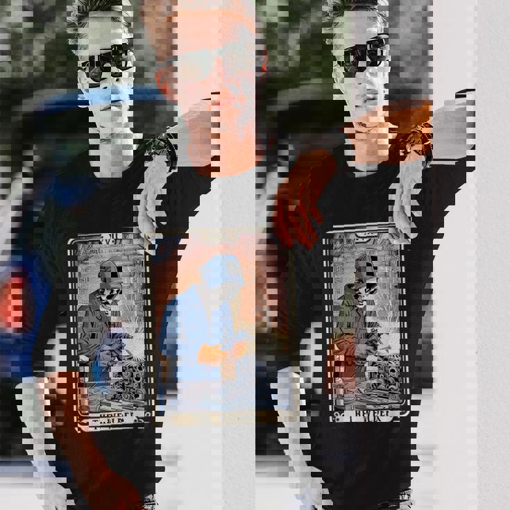 溶接機 溶接 タロット カード スケルトン 面白い 金属製 労働者 長袖Tシャツ 彼への贈り物