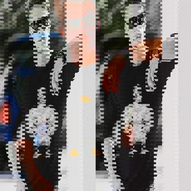 漫画の筋肉アヒル 長袖Tシャツ 彼への贈り物