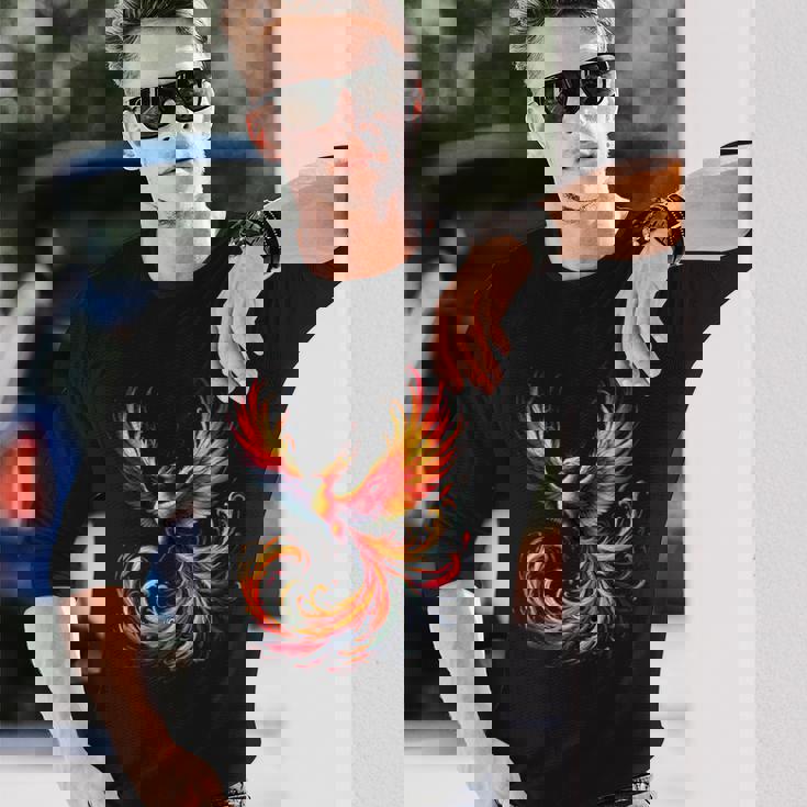 火の鳥 不死鳥 神話上の鳥 立ち上がり 再び生まれる 灰 長袖tシャツ 長袖Tシャツ 彼への贈り物