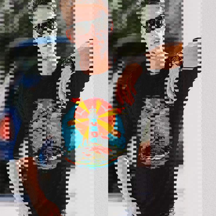 灯台 シーサイド ハウス セーリング 海 ビーチ ボート 長袖Tシャツ 彼への贈り物