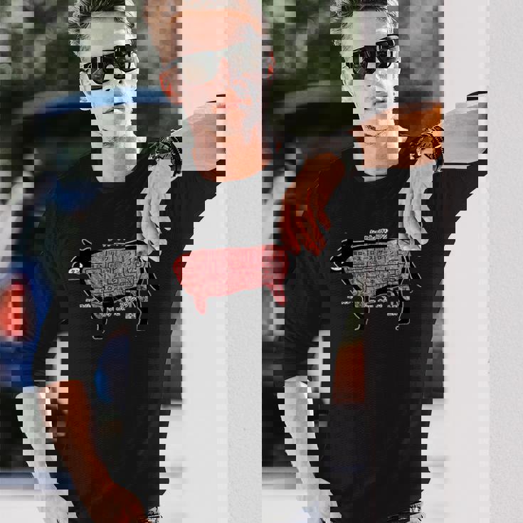 焼肉 カルビ 牛肉 焼肉定食 部位 面白い おもしろ ユーモア ギャグ お笑い 長袖Tシャツ 彼への贈り物