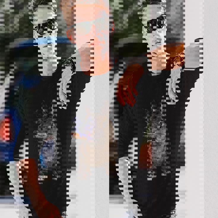 煙草を吸ううさぎ たばこ 長袖Tシャツ 彼への贈り物