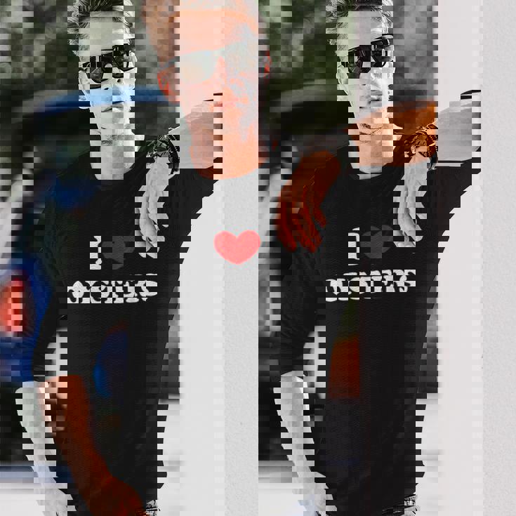 牡蠣大好き、牡蠣が大好き 長袖Tシャツ 彼への贈り物