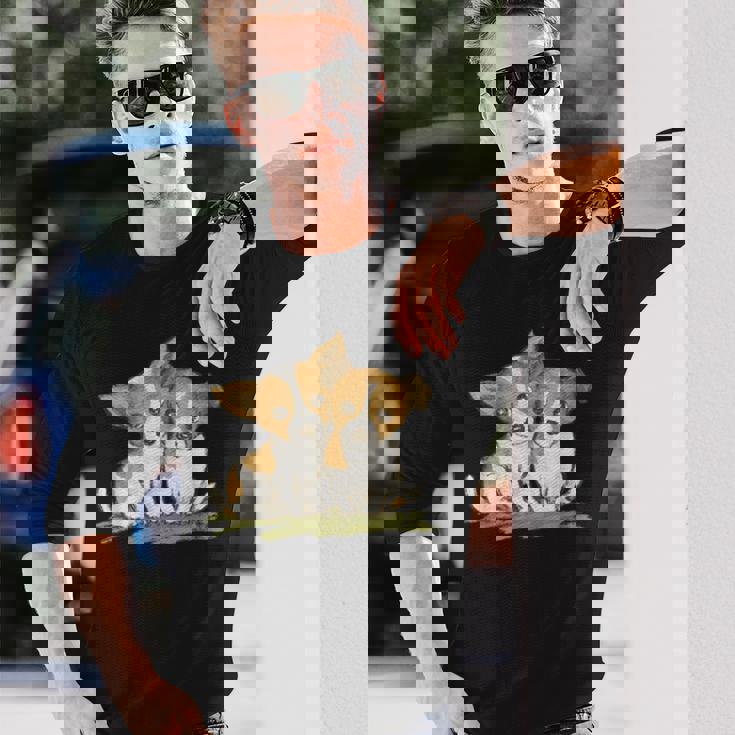 犬 ジャックラッセルテリア いぬ 子犬 ペット かわいい 動物 イラスト 長袖Tシャツ 彼への贈り物