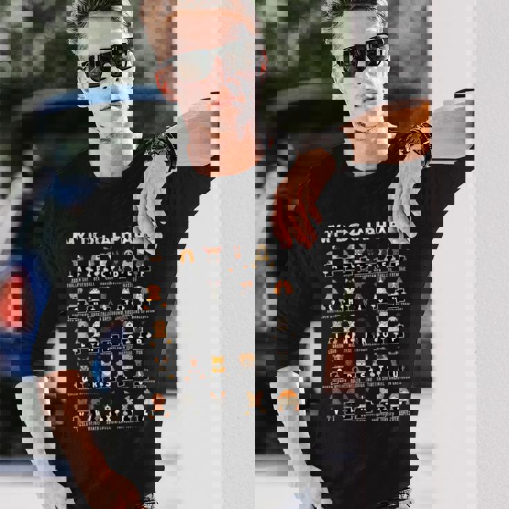 犬の種類 アルファベットa-Z Abc 犬の識別 長袖Tシャツ 彼への贈り物