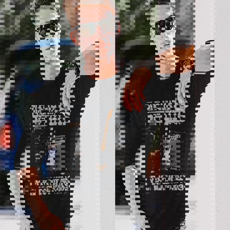 犬好き ギター ミュージシャン ペット 犬 演奏 ギター 面白い 長袖Tシャツ 彼への贈り物