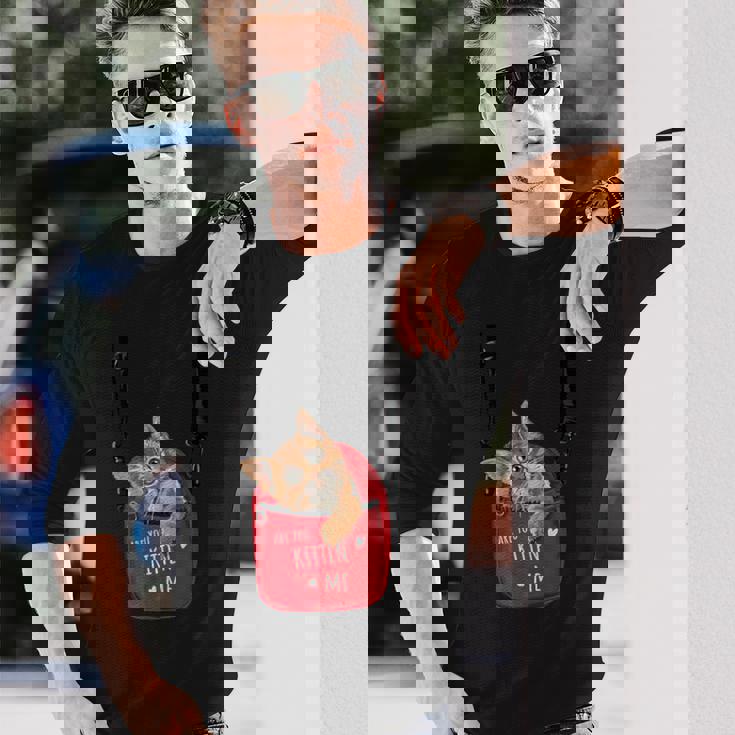 猫 かわいい ポシェット ねこ 面白い ネコ 長袖Tシャツ 彼への贈り物