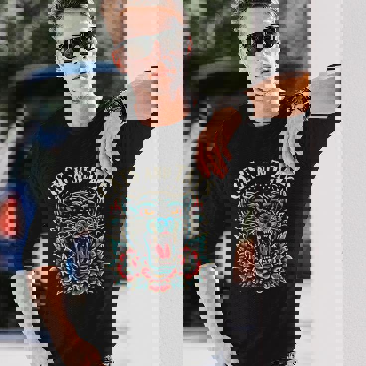 猫 タトゥー トラディショナル タトゥー アーティスト インク タトゥー師 ヴィンテージ 長袖Tシャツ 彼への贈り物