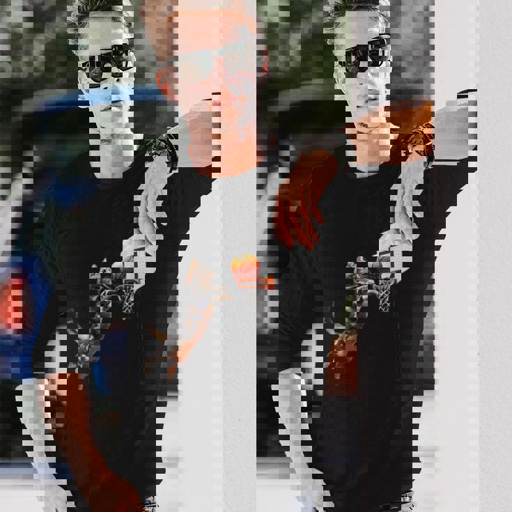 猫 ネコ バスケ 面白いtシャツ 文字入り メンズ おもしろ 面白い 服 おもしろグッズ ネタ 浮世絵 長袖Tシャツ 彼への贈り物