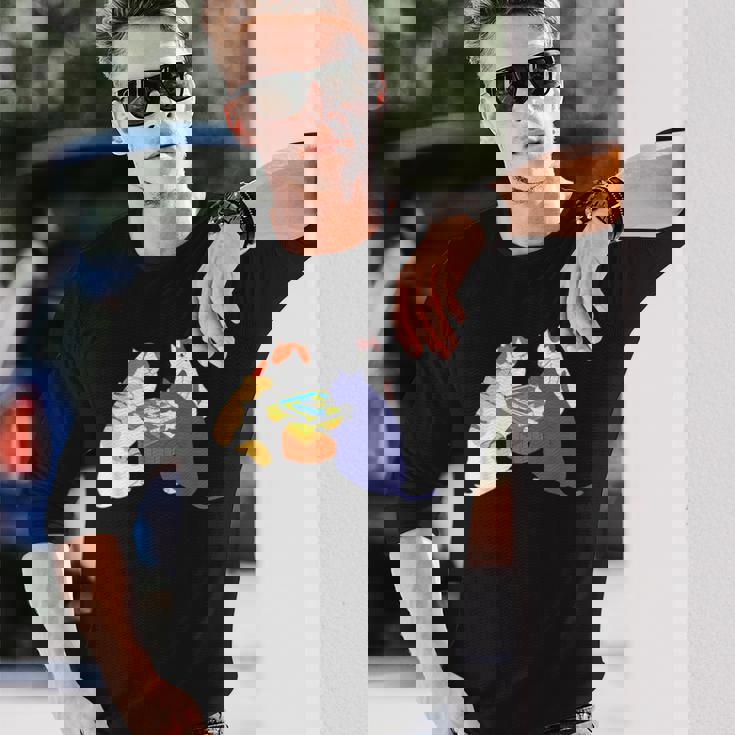 猫 ネコ 麻雀 面白いtシャツ 文字入り メンズ おもしろ 面白い 服 おもしろグッズ ネタ 雀士 長袖Tシャツ 彼への贈り物