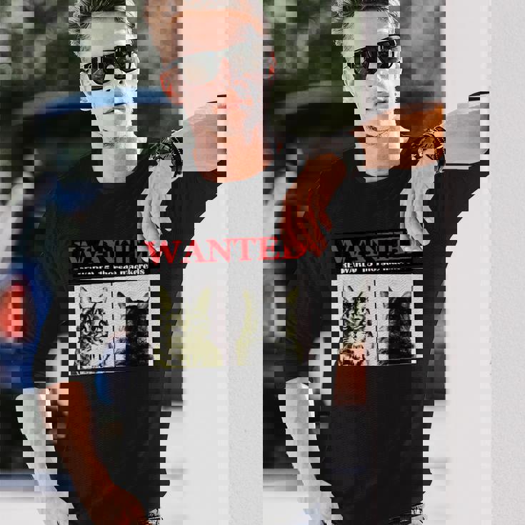 猫 ロック Rock Wanted キジトラ レトロ おしゃれ 個性的 可愛い 面白い 長袖Tシャツ 彼への贈り物