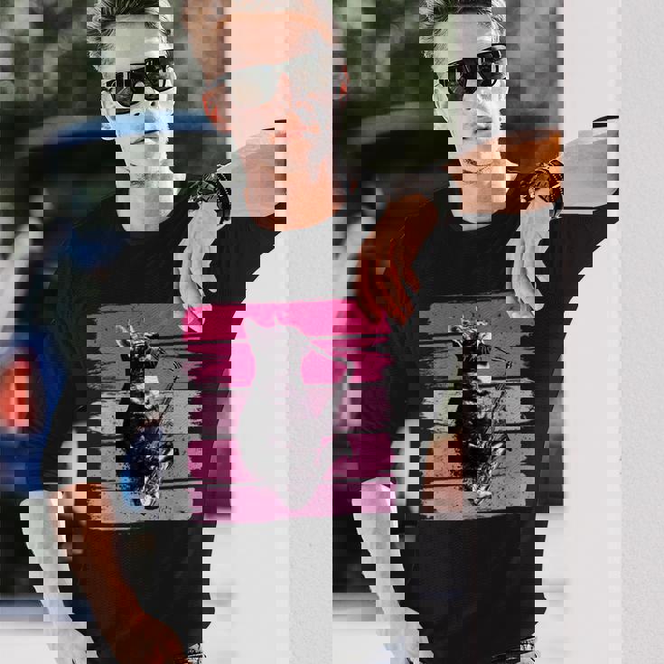 猫 演奏 サックス おもしろい 猫 ジャズ サックス レトロ サックス 長袖Tシャツ 彼への贈り物