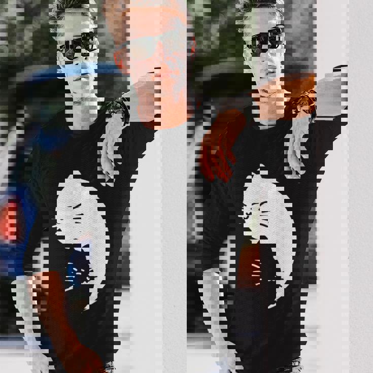 猫 陰陽 反対 調和 エネルギー 子猫 長袖Tシャツ 彼への贈り物