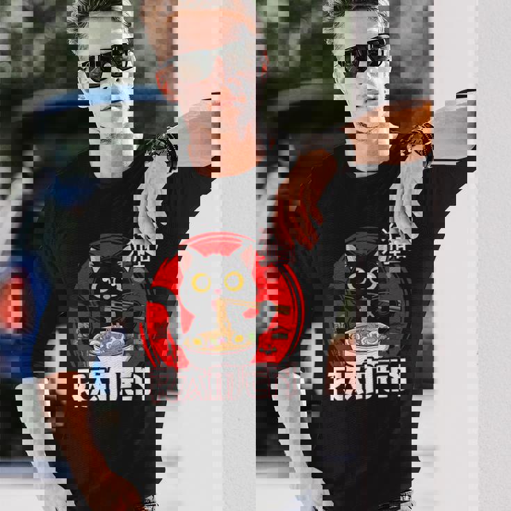 猫 食べる ラーメン 麺 日本 かわいい アニメ 猫 ラーメン 猫 長袖Tシャツ 彼への贈り物