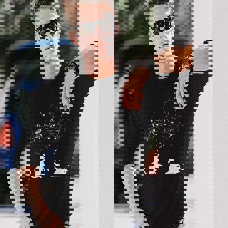 猫と音符 楽譜 音楽家 猫 音楽好き ギフト 長袖Tシャツ 彼への贈り物