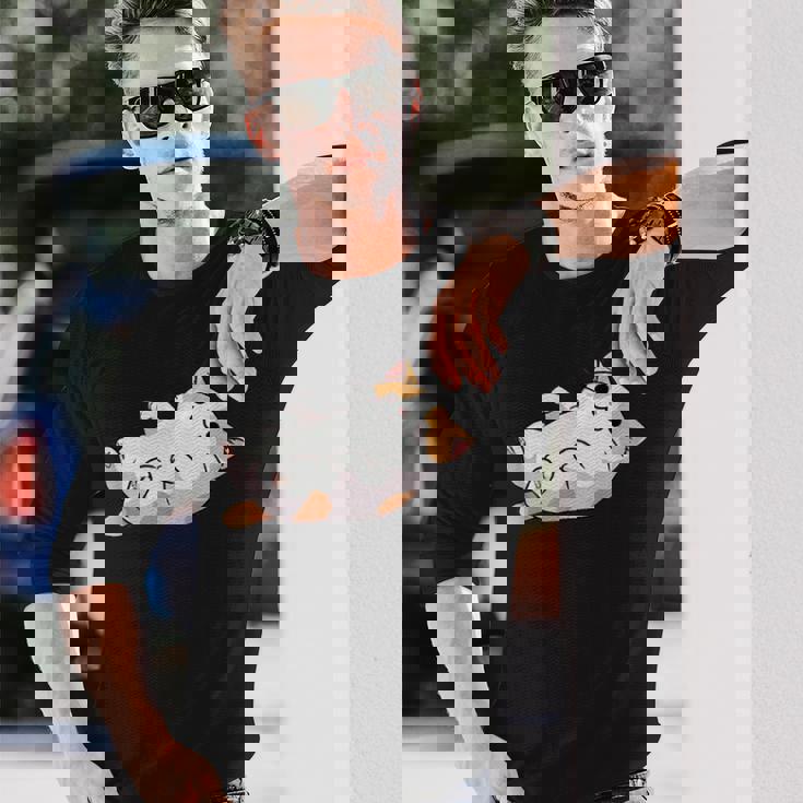 猫のへそ天 Cat Belly Trap 長袖Tシャツ 彼への贈り物