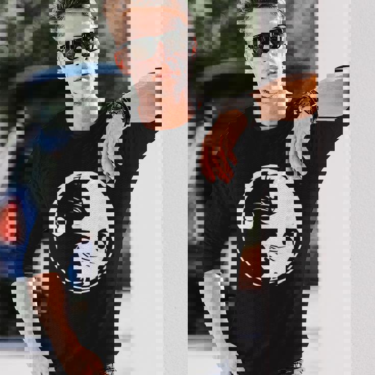 猫の陰陽相互接続 長袖Tシャツ 彼への贈り物