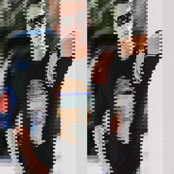 現実は曲がっている。エラーポップアップ付きの美的ギリシャ像 長袖Tシャツ 彼への贈り物