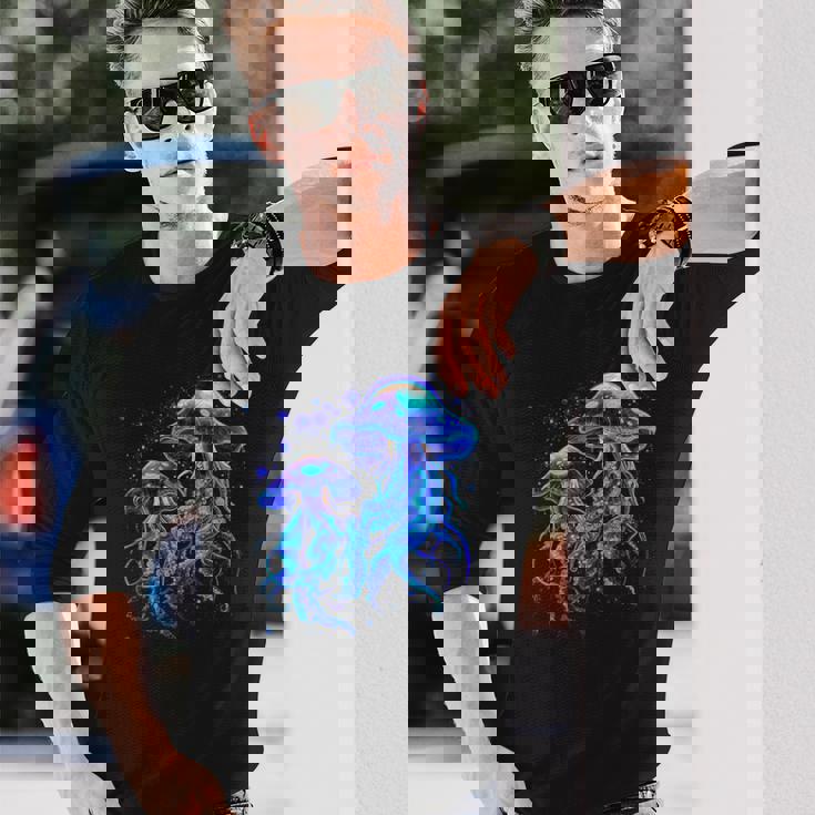 生物発光発光クラゲ 長袖Tシャツ 彼への贈り物