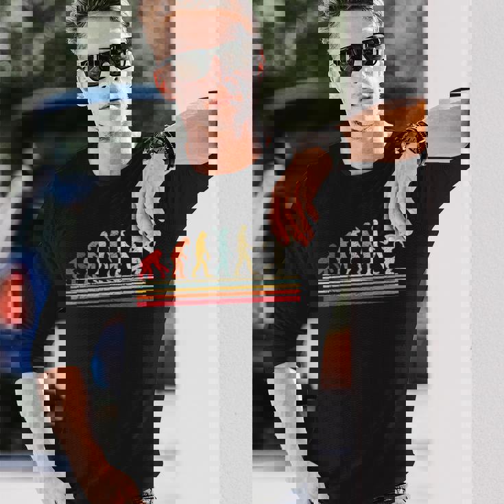 男のtシャツビンテージレトロの面白いボウリングの進化 長袖Tシャツ 彼への贈り物