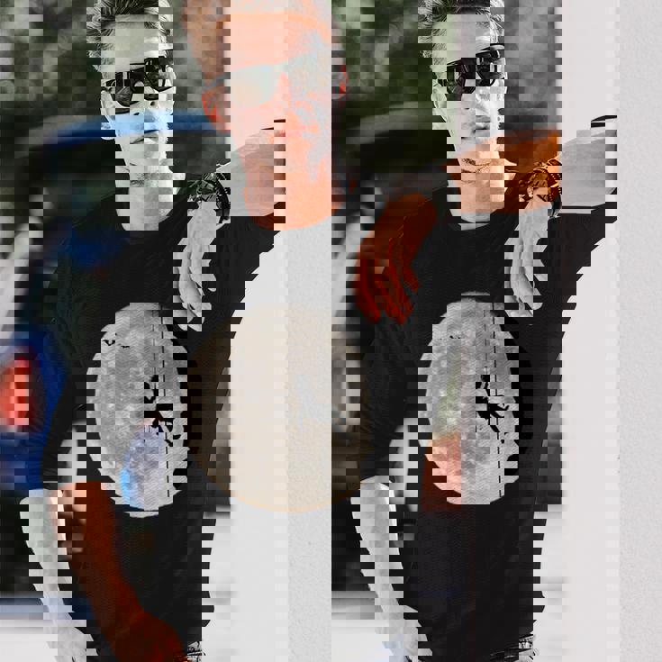 登山、フリークライミング、登山、ボルダリング、月 長袖Tシャツ 彼への贈り物