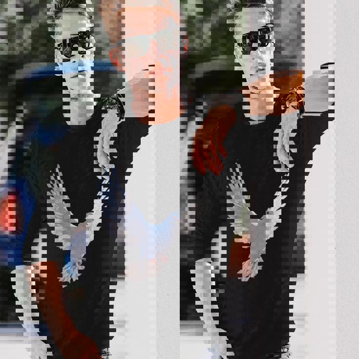 白いハト 白いキジバト 甘いハト 長袖Tシャツ 彼への贈り物