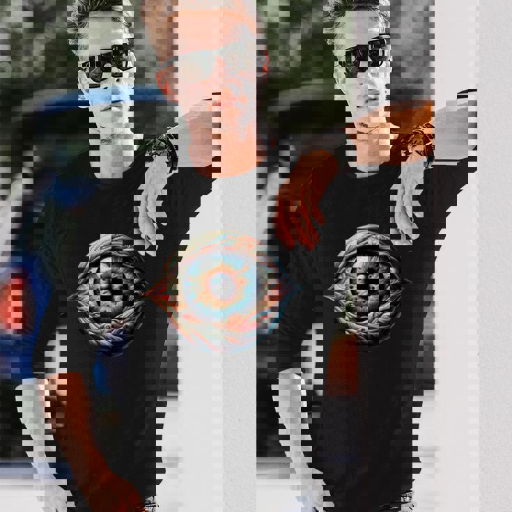 目玉 不気味な目 長袖Tシャツ 彼への贈り物