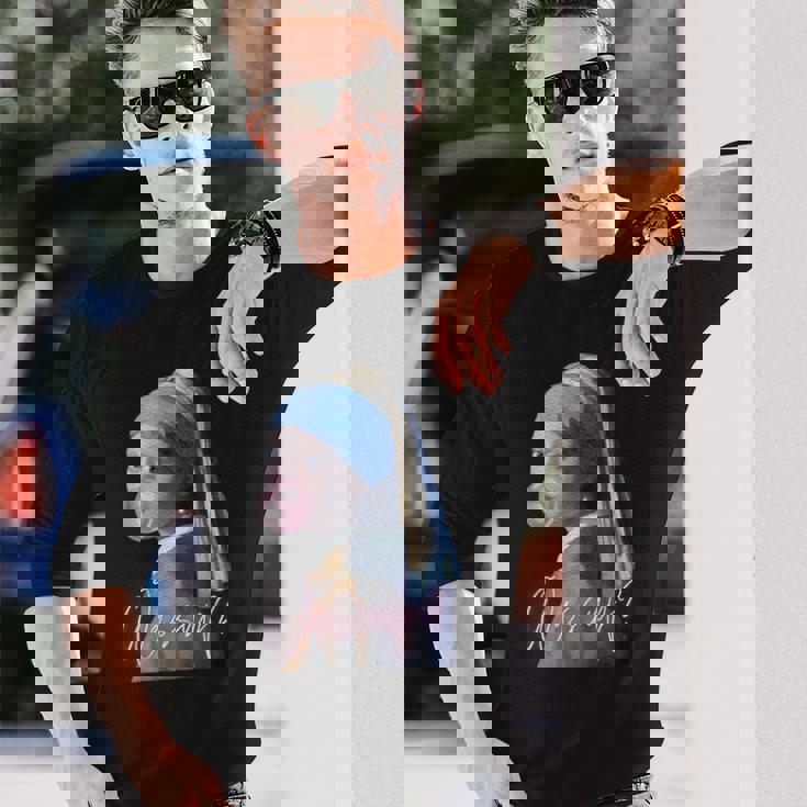 真珠の耳飾りの少女 フェルメール 面白い オルタード アート Wassup 長袖Tシャツ 彼への贈り物