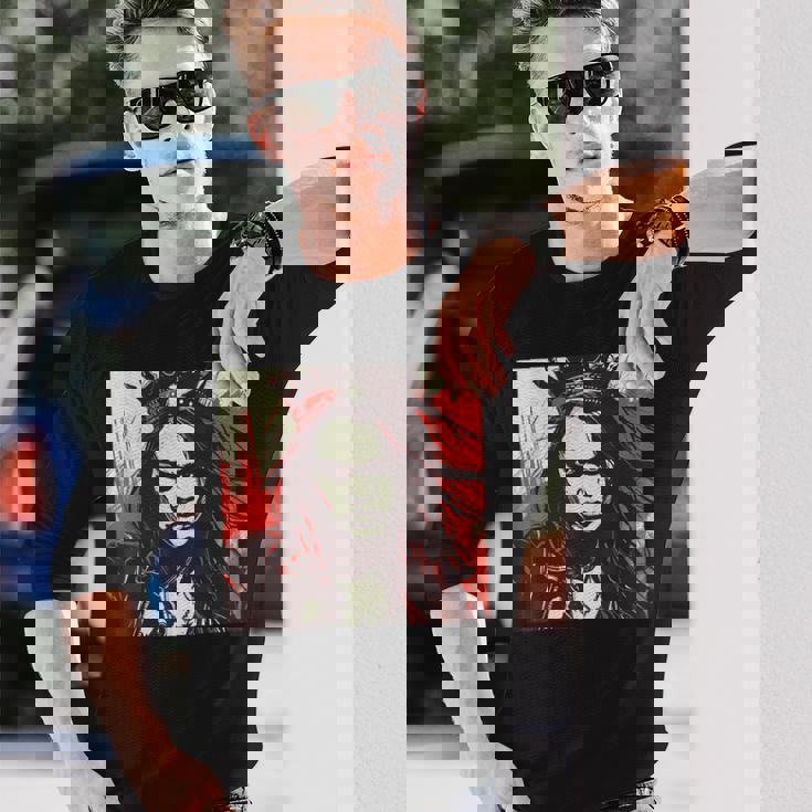 真面目な女王 野生の髪と尖った王冠 長袖Tシャツ 彼への贈り物