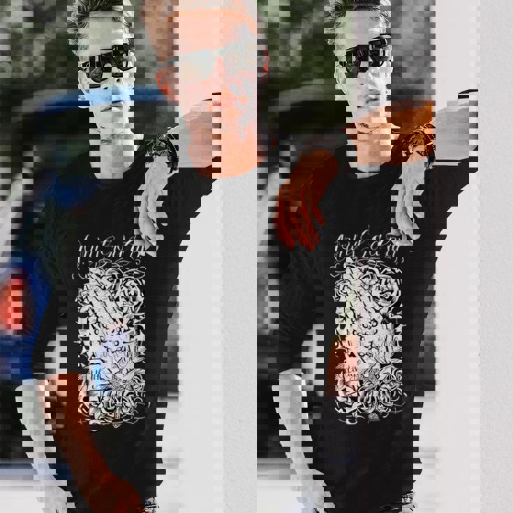 神だけが私を裁くことができるローライダーアートチカーノカルチャー 長袖Tシャツ 彼への贈り物