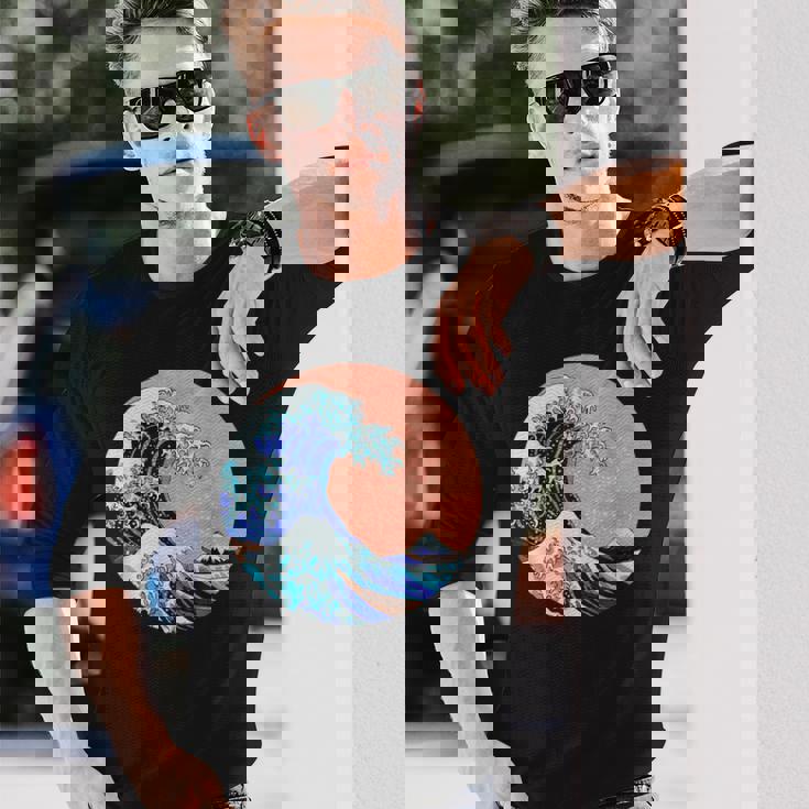 神奈川の偉大な波 日本製 長袖Tシャツ 彼への贈り物