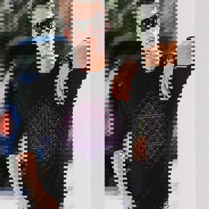 神聖幾何学 フラワーオブライフ 六芒星 長袖Tシャツ 彼への贈り物