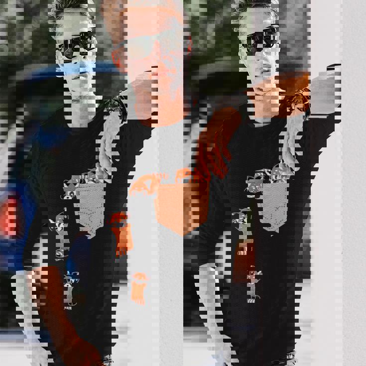 私のポケットファニーで家族のレッドパンダ 長袖Tシャツ 彼への贈り物