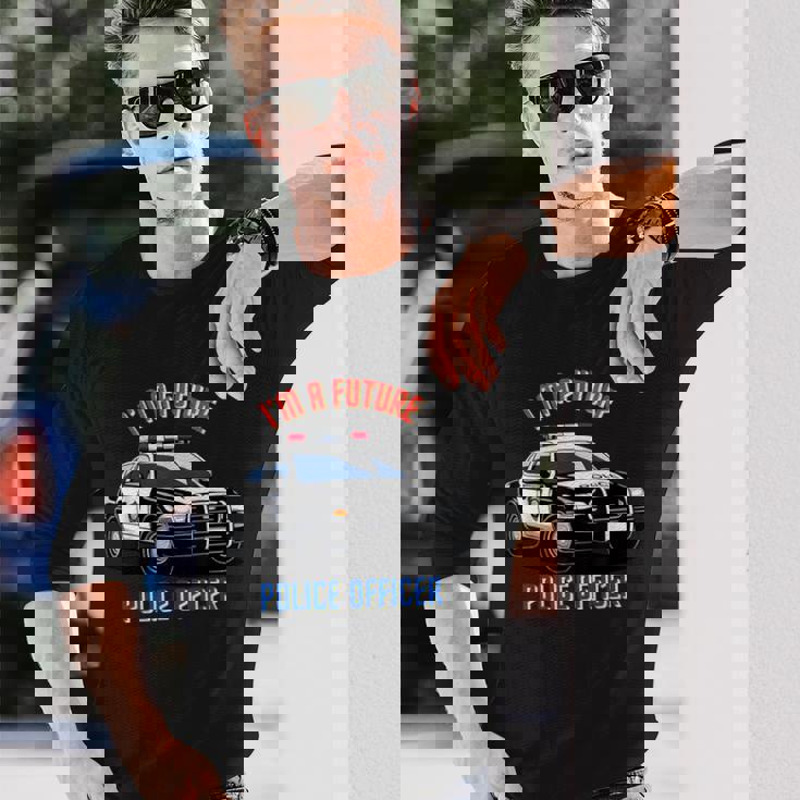 私は未来の警察官キッド・ポリス・ヤング・パトカー 長袖Tシャツ 彼への贈り物