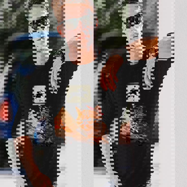 競馬 猫 ネコ 面白いtシャツ 馬tシャツ ウマ レース 馬 乗馬 メンズ おもしろグッズ ネタ 大人 男性 長袖Tシャツ 彼への贈り物