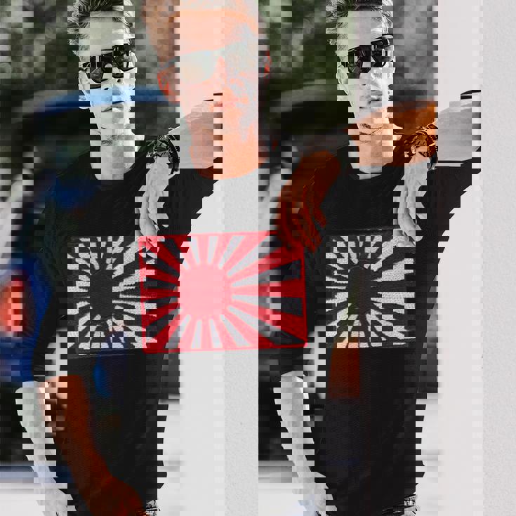 第二次世界大戦 戦争旗 日本国旗 チェスト レトロ ヴィンテージ ワッペン バッジ 長袖Tシャツ 彼への贈り物