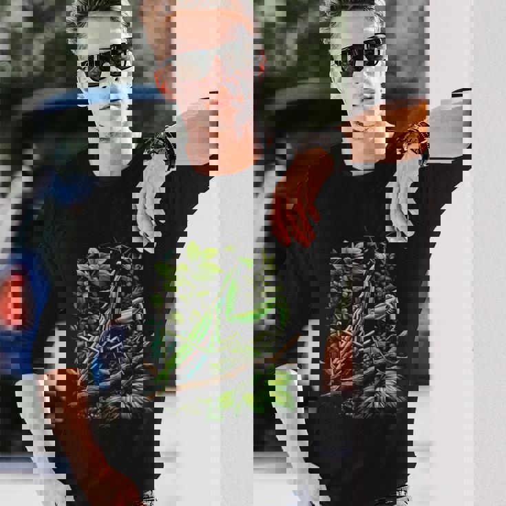 節足動物崇拝者 謎めいたカマキリ 水彩インク 長袖Tシャツ 彼への贈り物