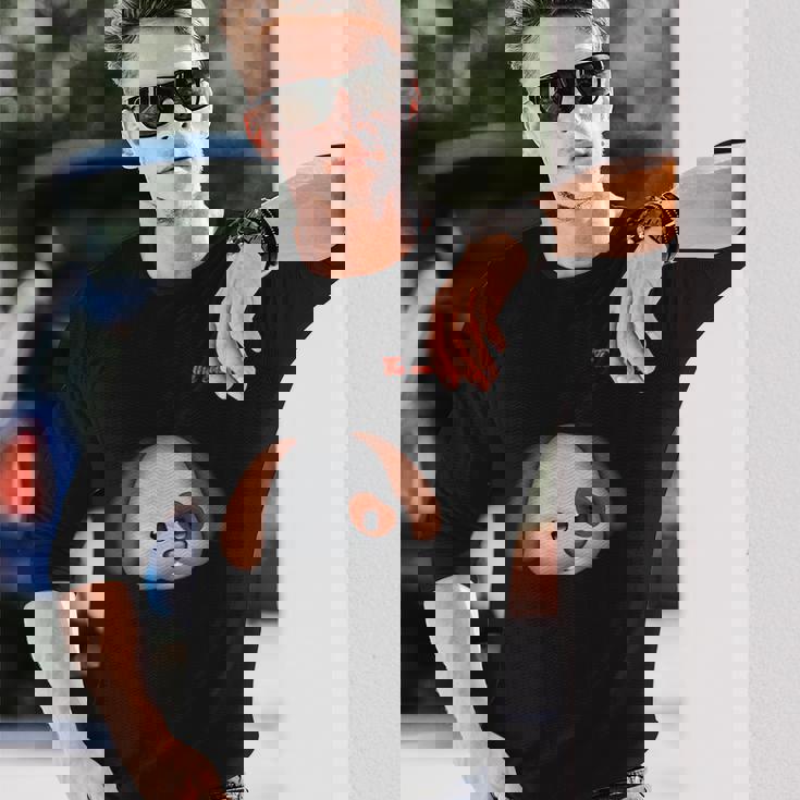 絵文字しかめっ面の怒った犬の顔 長袖Tシャツ 彼への贈り物