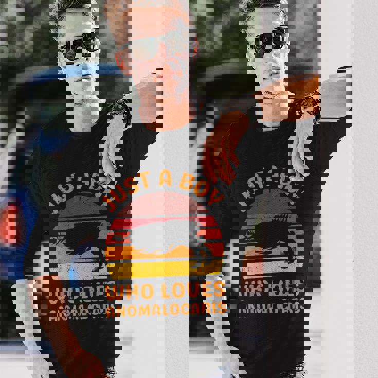 絶滅した節足動物アノマロカリスが大好きなただの少年 長袖Tシャツ 彼への贈り物