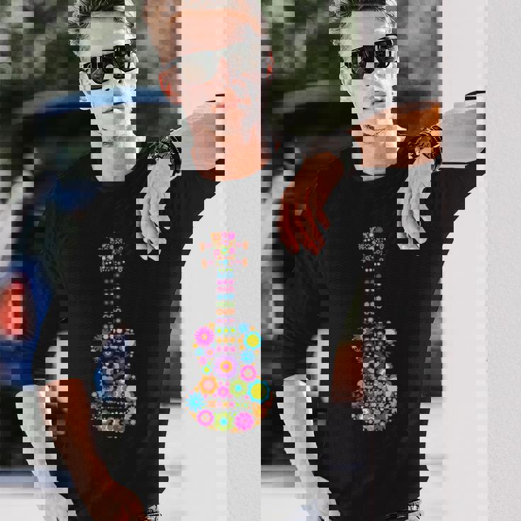 美しい花の4弦ウクレレ楽器 長袖Tシャツ 彼への贈り物