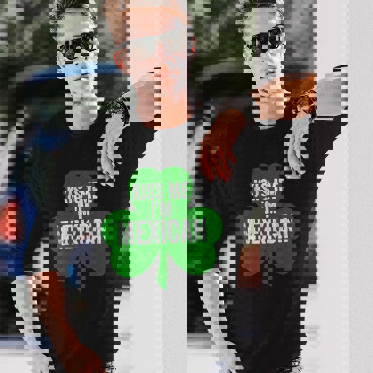 聖パトリックデー 面白いギフト Kiss Me I'm Mexican 長袖Tシャツ 彼への贈り物