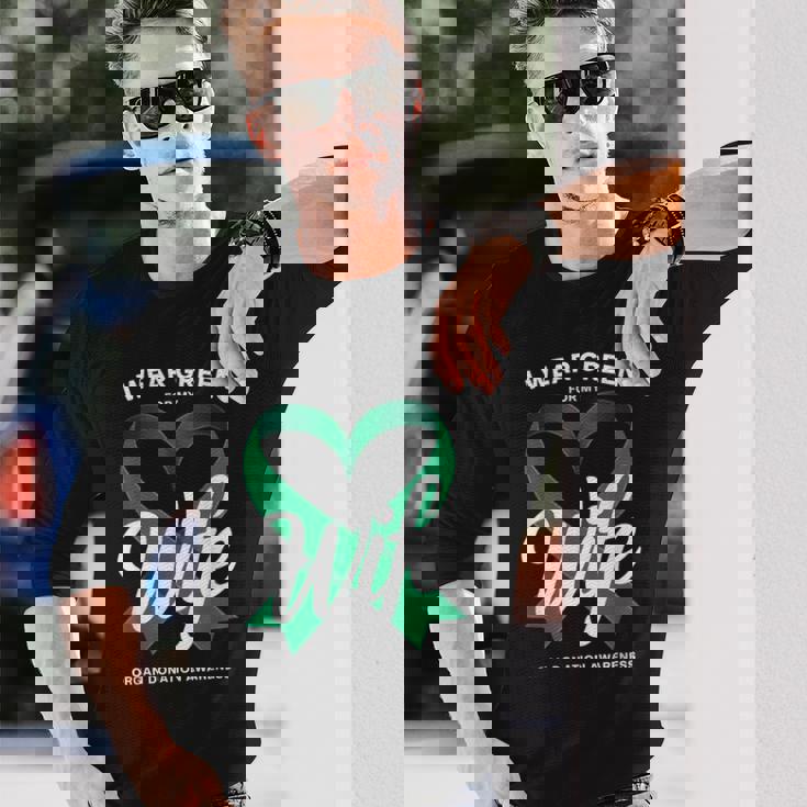 臓器提供者 グリーンリボン 臓器提供啓発 長袖Tシャツ 彼への贈り物