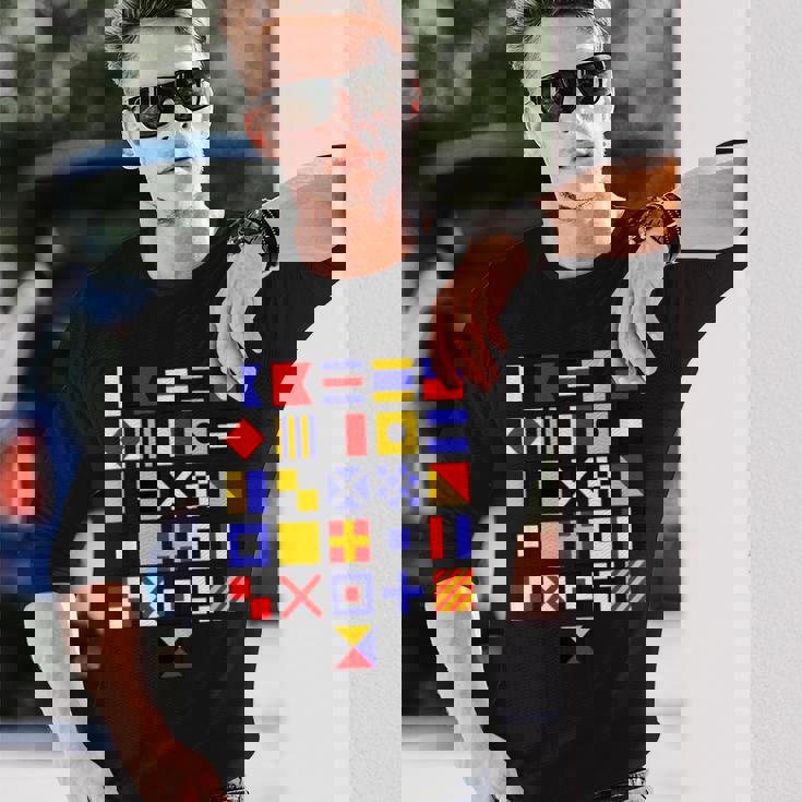 航海旗 アルファベット 国際海上信号旗 長袖Tシャツ 彼への贈り物