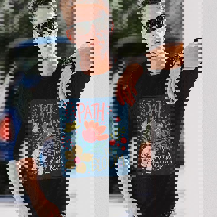 花を咲かせる春好きのための面白い小道コスチューム。 長袖Tシャツ 彼への贈り物