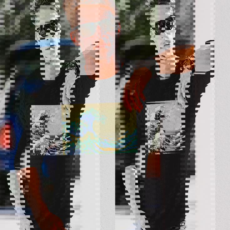 葛飾 北斎 神奈川沖浪裏 有名なヴィンテージアート スタイリッシュ 長袖Tシャツ 彼への贈り物