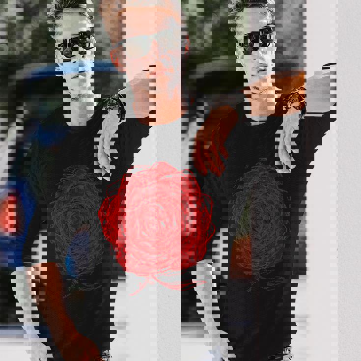 薔薇 花 メンズ レディース 半袖 ロック おしゃれ かっこいい ワイルド 大きいサイズ プリント 黒 ローザス 長袖Tシャツ 彼への贈り物