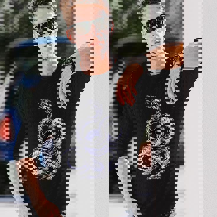 蛇蛇スリザリングブラックワーク 長袖Tシャツ 彼への贈り物