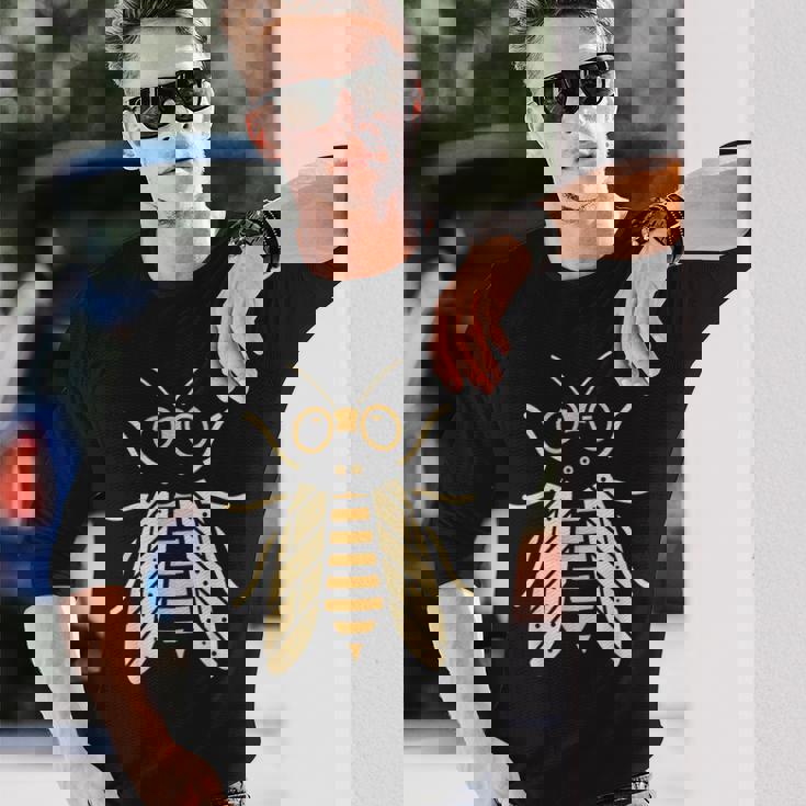 蝉のユーモア シンプルでかわいいミニマリストの昆虫 蝉 長袖Tシャツ 彼への贈り物